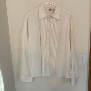 New With Tags! Keren Hart White Long-Sleeve Western Pleated Blouse (XL)